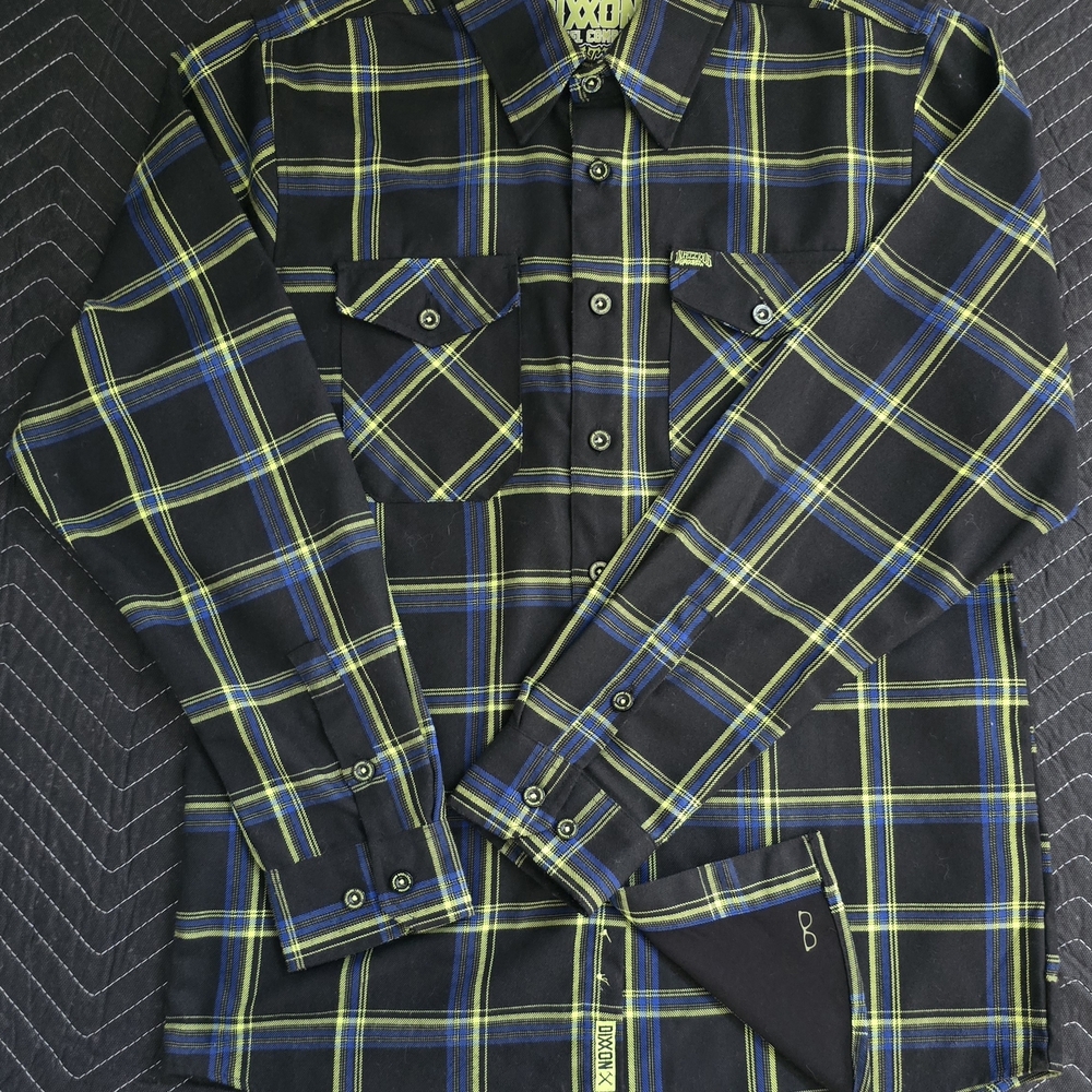 DIXXON Black and Blue Plaid Shirt with Yellow Accents